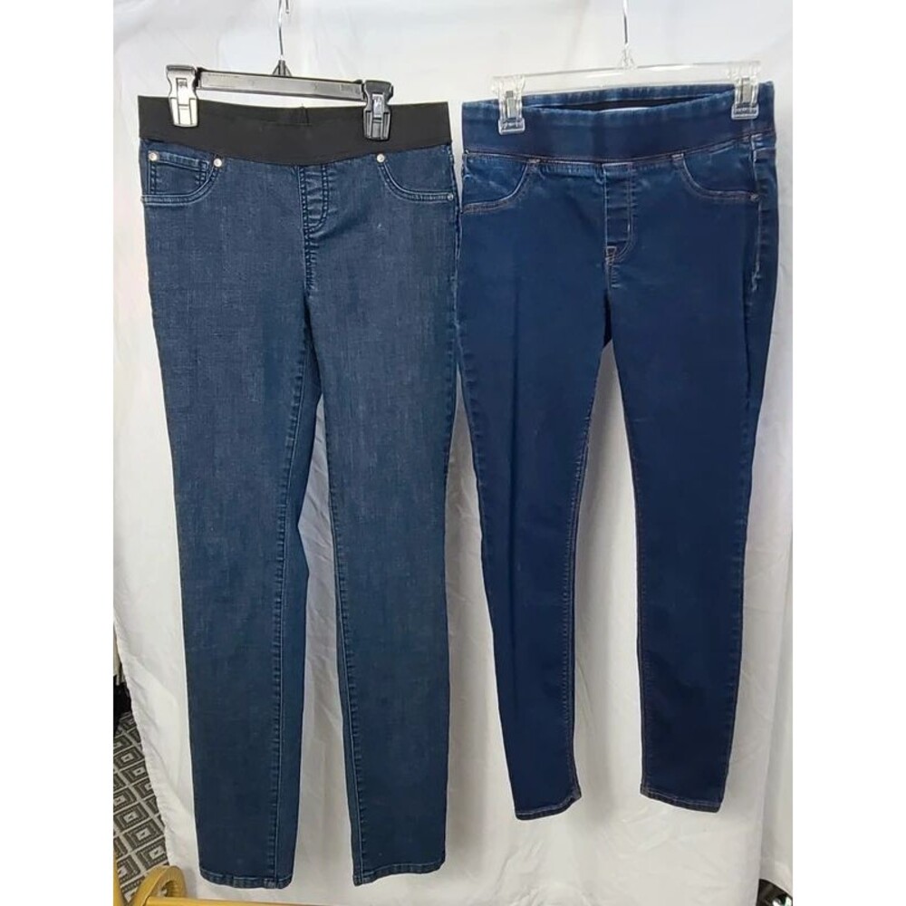 Lot 2 Size Medium Dark wash Pull On Skinny Rockstar Jeggings Old Navy Pants